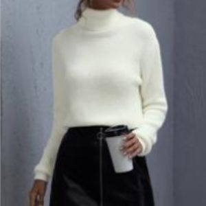 SHEIN Super Soft Rib High Neck Drop Shoulder
Fluffy Knit Sweater, size M